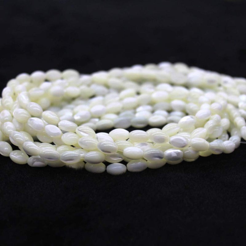 tochispa Rice White Mother of Pearl Shell Beads Loose Gemstone Beads for Jewelry Making Strand 15 Inch(5x8mm) - Image 4